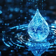 Blue Digital Water Drop AI Computer Code